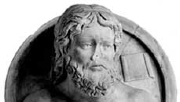 Hd Marmortondo antique avec le portrait d'un poète ou d'un philosophe. Vers 200 après J.-C. Musée des Antiquités de l'Institut archéologique