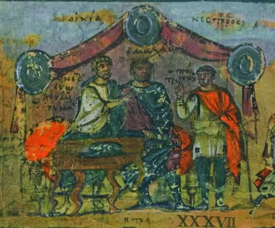 Patrocle dans la tente de Nestor (Homère, Iliade XI, 642-654)